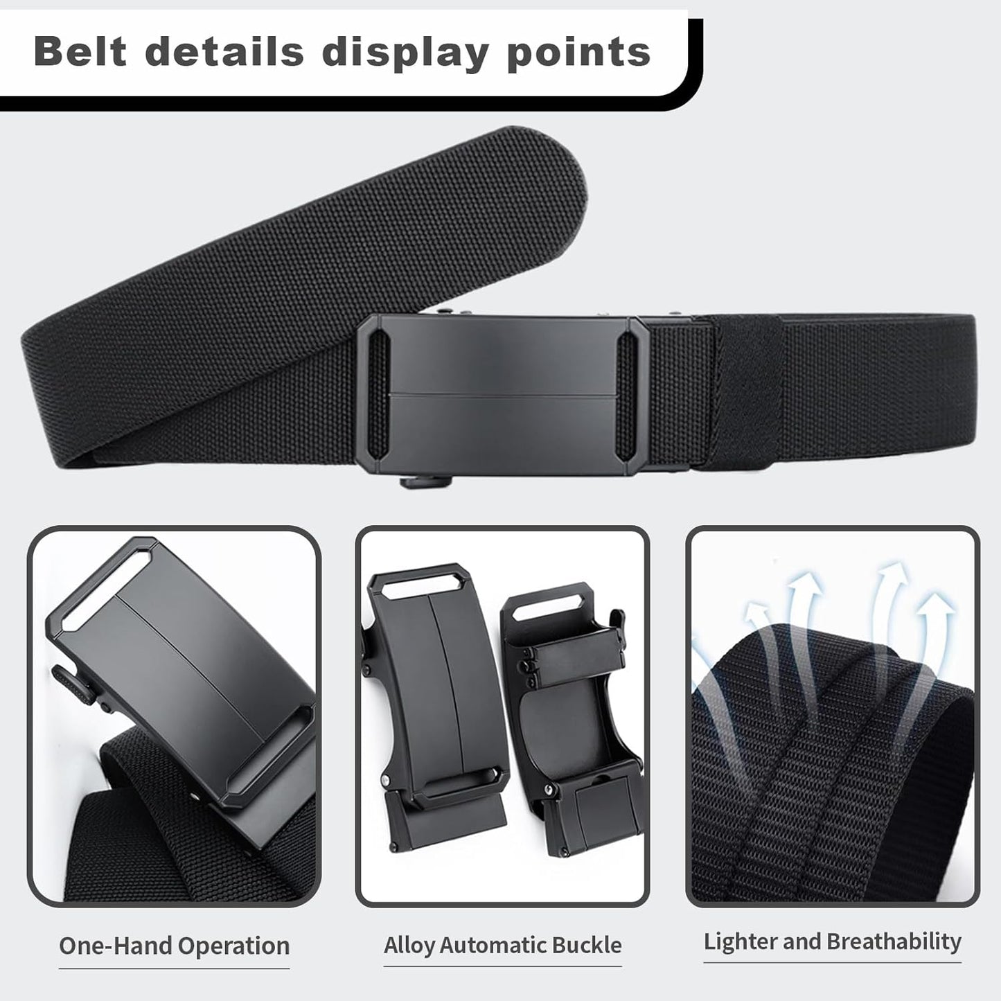Stretch-Fit Tactical Belt – Ultra-Light Ratchet Web Belt for Outdoor, Work & EDC